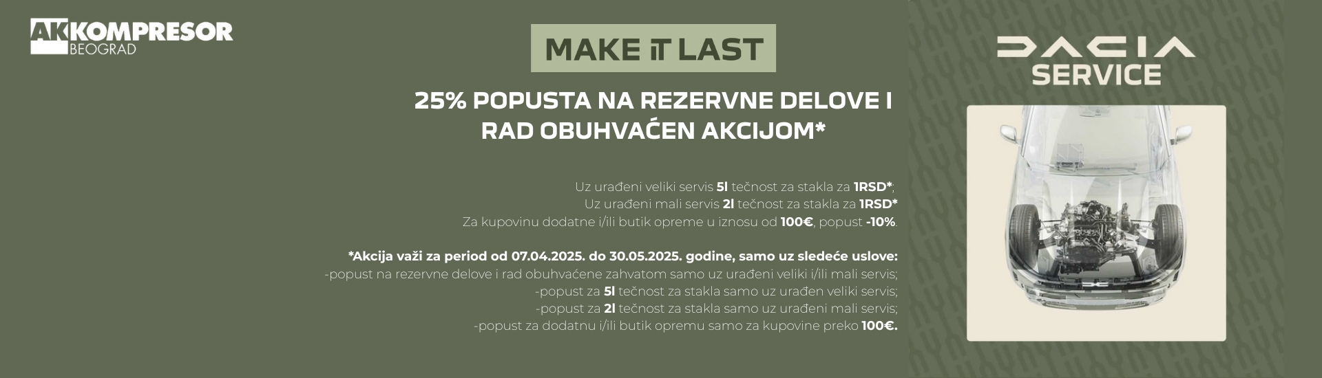 25% POPUSTA NA REZERVNE DELOVE I RAD