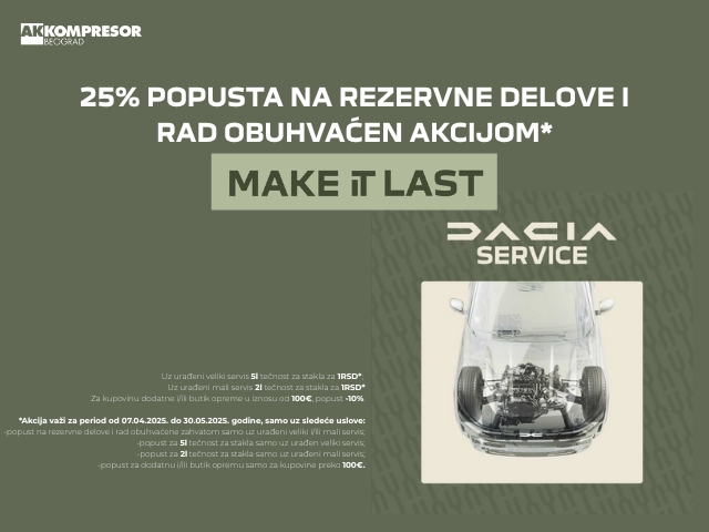 25% POPUSTA NA REZERVNE DELOVE I RAD