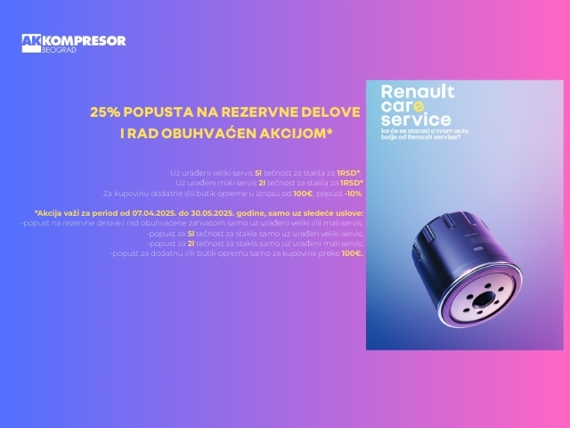 25% popusta na delove